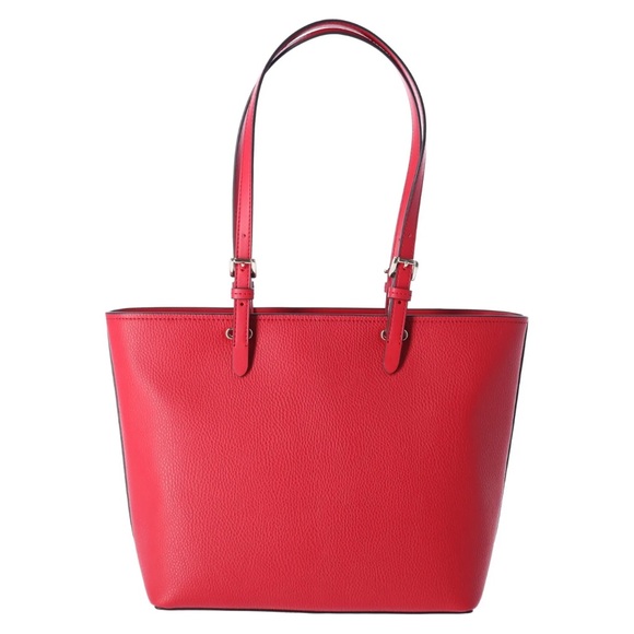 Michael Kors Jet Set Travel Medium Double Pocket Tote Vegan Leather Bright Red - Picture 5 of 6